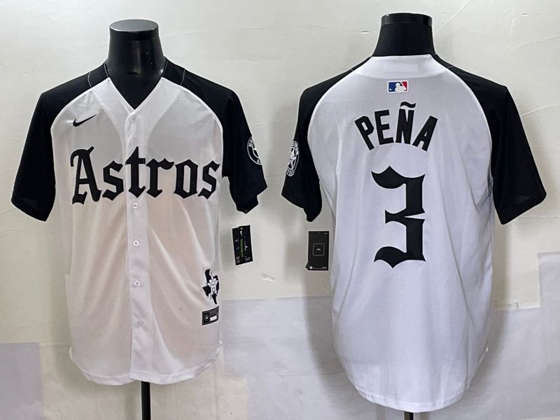 Men 2025 Houston Astros #3 Pena white black Five generations Joint Name Nike MLB Jersey style 1